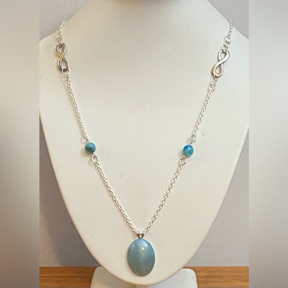 NEW Dark Cyan Agate infinity necklace